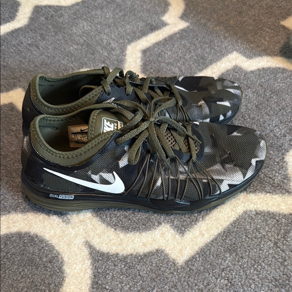 Nike Black and Green Camo Training Sneakers